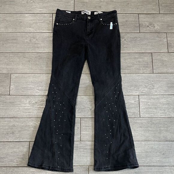 PTCL Studded Flare Leg Black Denim Jeans New! - Picture 1 of 9